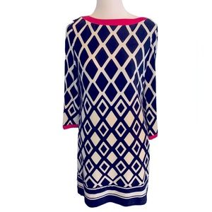 Eliza J 70s Retro Inspired Mod Black & White A-line Knee Length Dress Sz 8